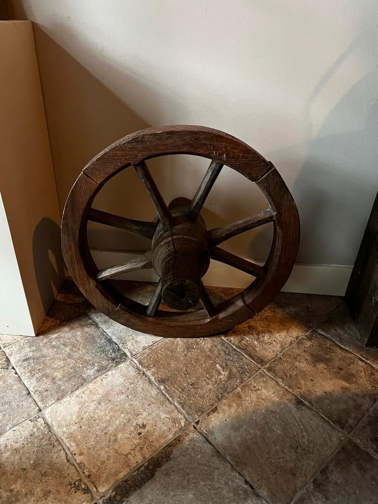 Antiek Wagenwiel Brocante Decoratie 48cm, Ophalen