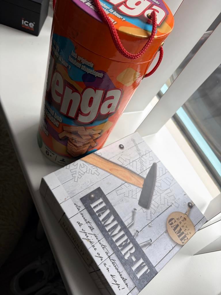 Jenga & Hammer-It Spellen, Hobby en Vrije tijd, Een of twee spelers, Ophalen of Verzenden, Zo goed als nieuw, Reisspel