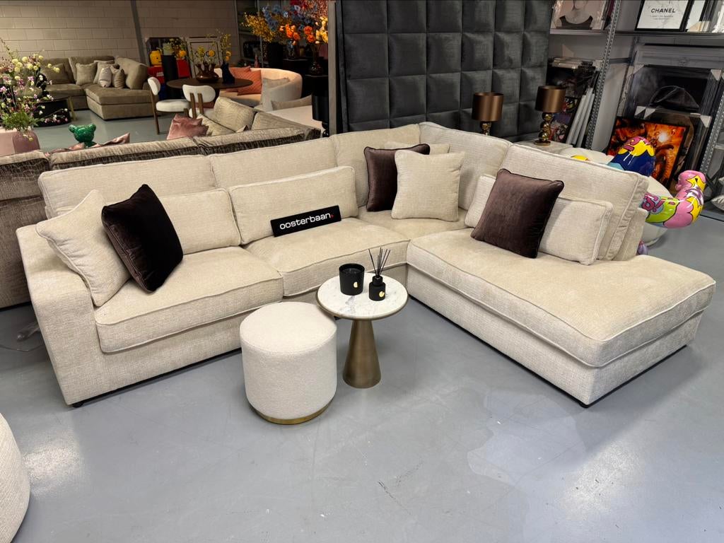 Luxe Velvet Teddy Hoekbank Pocket 310x250cm Beige Wit NIEUW, Info@oosterbaanwonen.nl, Venus 31 8448CE Heerenveen, Hoekbank, Oosterbaan Wonen