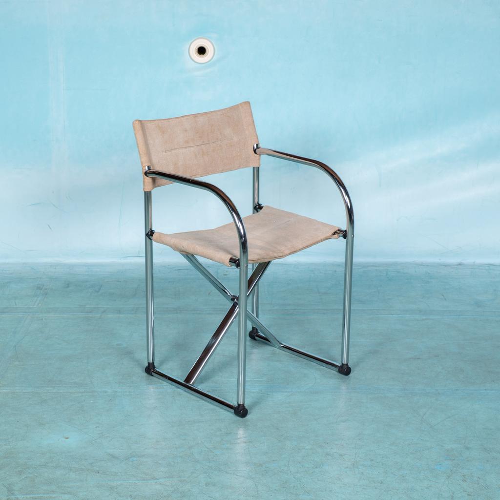 Vintage regisseursstoel buisframe chroom jaren 70, Ophalen of Verzenden, Gebruikt, Eén