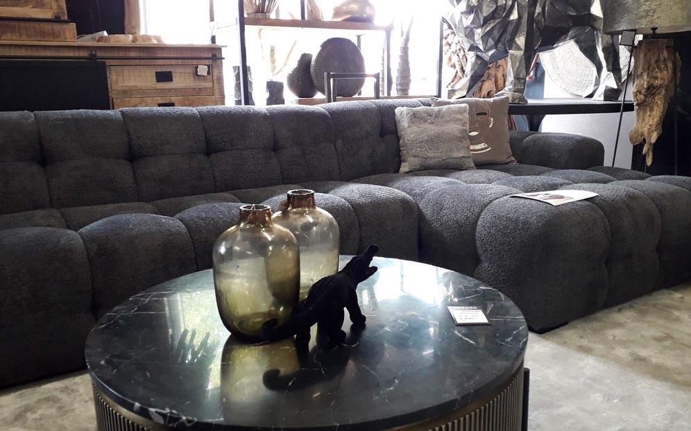 Lounge hoekbank Amsterdam in velours met diepe stiksels, Ophalen of Verzenden, Nieuw, Hoekbank, Leer