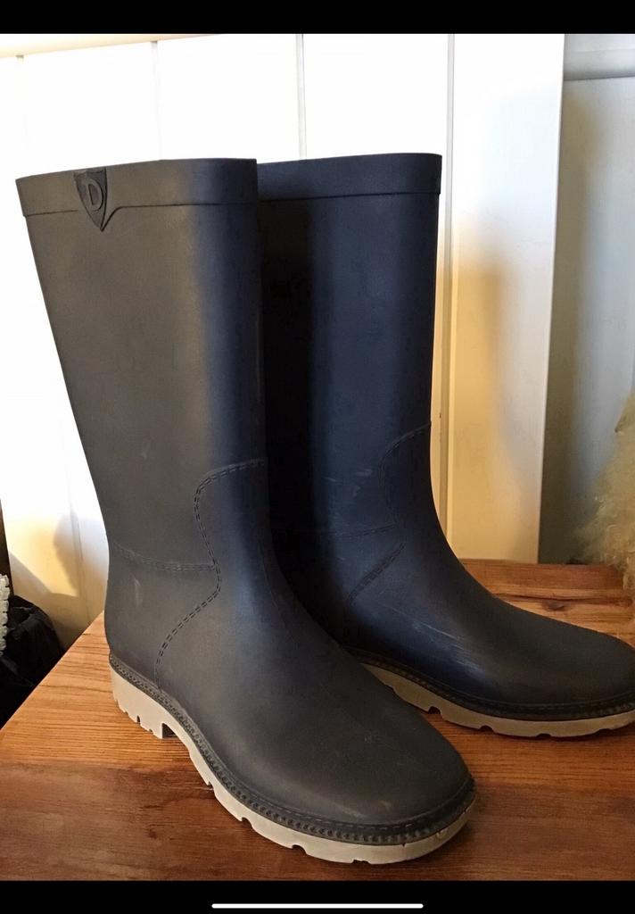 Kaplaarzen, donkerblauw, Dunlop, geschikt v35, regenlaarzen., Ophalen of Verzenden, Zo goed als nieuw, Laarzen