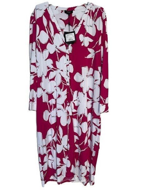 Nieuwe Claudia Sträter jurk 44 fuchsia wit slinky viscose, Verzenden, Maat 42/44 (L), Nieuw, Claudia Sträter