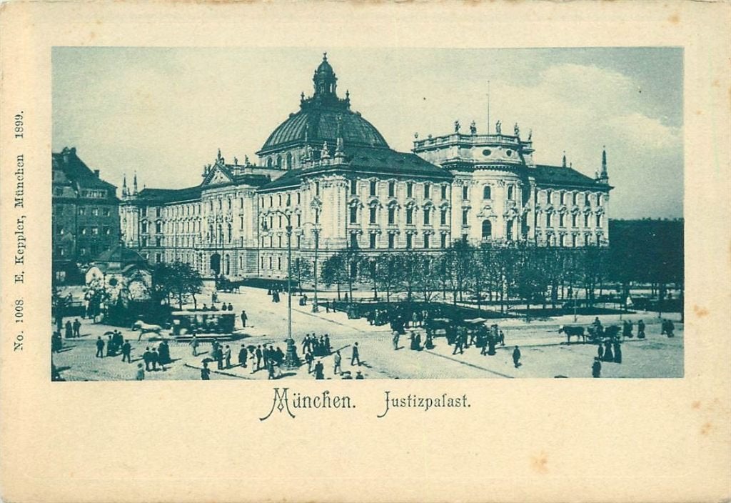 379-012-019 Munchen Justizpalast, Verzamelen, Ophalen of Verzenden, Voor 1920, Duitsland