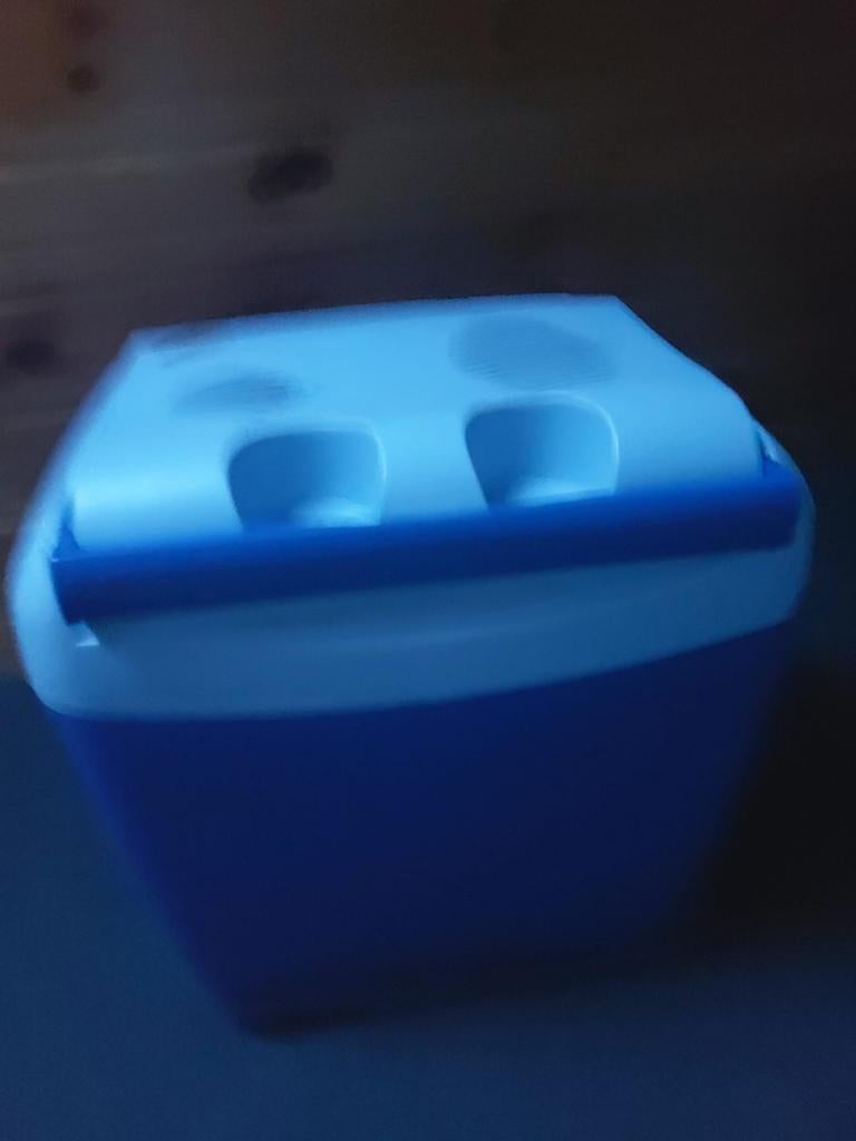 Blauwe koelbox met handvat en sterker voor opladen in auto, Caravans en Kamperen, Ophalen of Verzenden