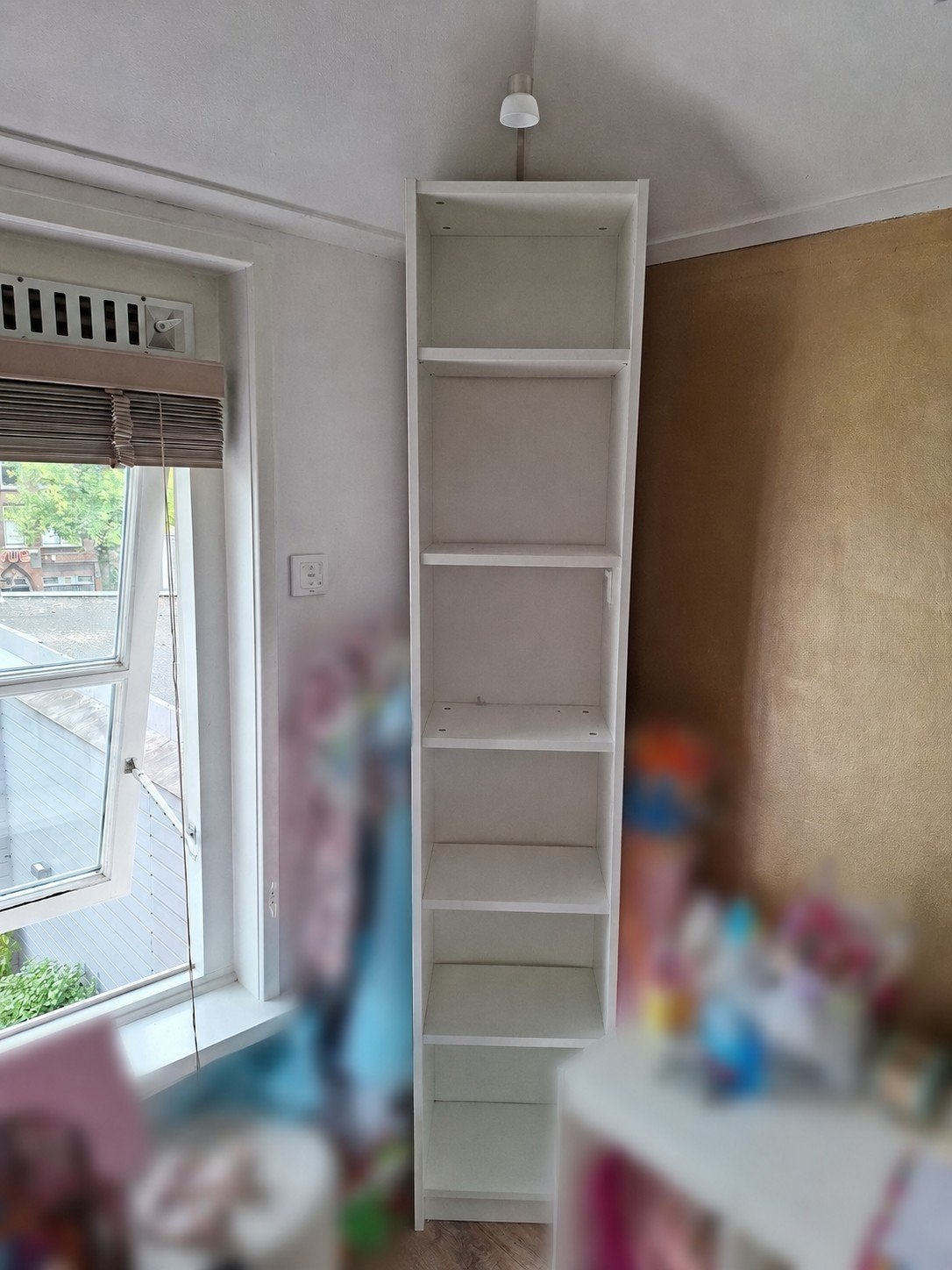 IKEA Billy Boekenkast Wit - Smal en Hoog incl. Lamp!, Ophalen, Met plank(en), Minder dan 50 cm, Gebruikt