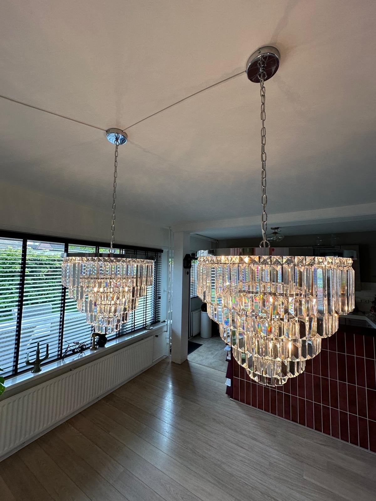 Set van 2 Luxe Kristallen Kroonluchters, Ophalen, Zo goed als nieuw, Glas