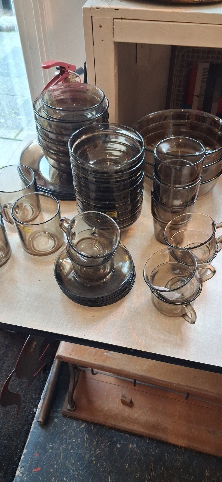 Vintage Arcoroc Servies - Rookglas - Compleet Set, Arcoroc, Gebruikt, Contact@arc-intl.com, Ophalen of Verzenden
