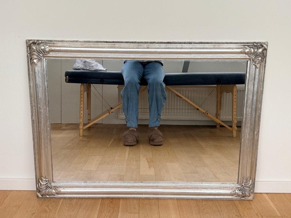 Grote zilveren spiegel - klassiek & modern, 105x77 cm, Ophalen, Gebruikt, 100 tot 150 cm, 75 tot 100 cm