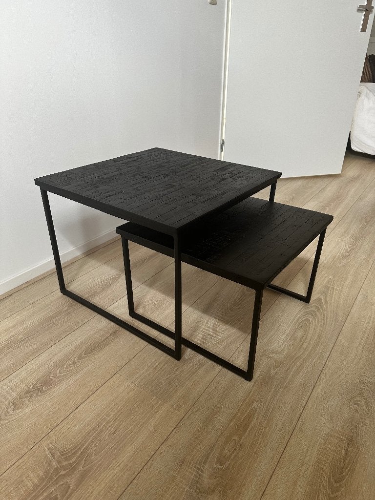 Salontafel set  zwart, Ophalen, 50 tot 100 cm, Vierkant, 50 tot 100 cm