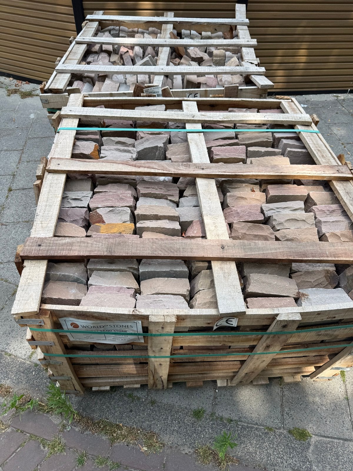 Natuursteen kasseien Kandla mix, Tuin en Terras, Tegels en Klinkers, Ophalen, Gebruikt, Klinkers, Natuursteen