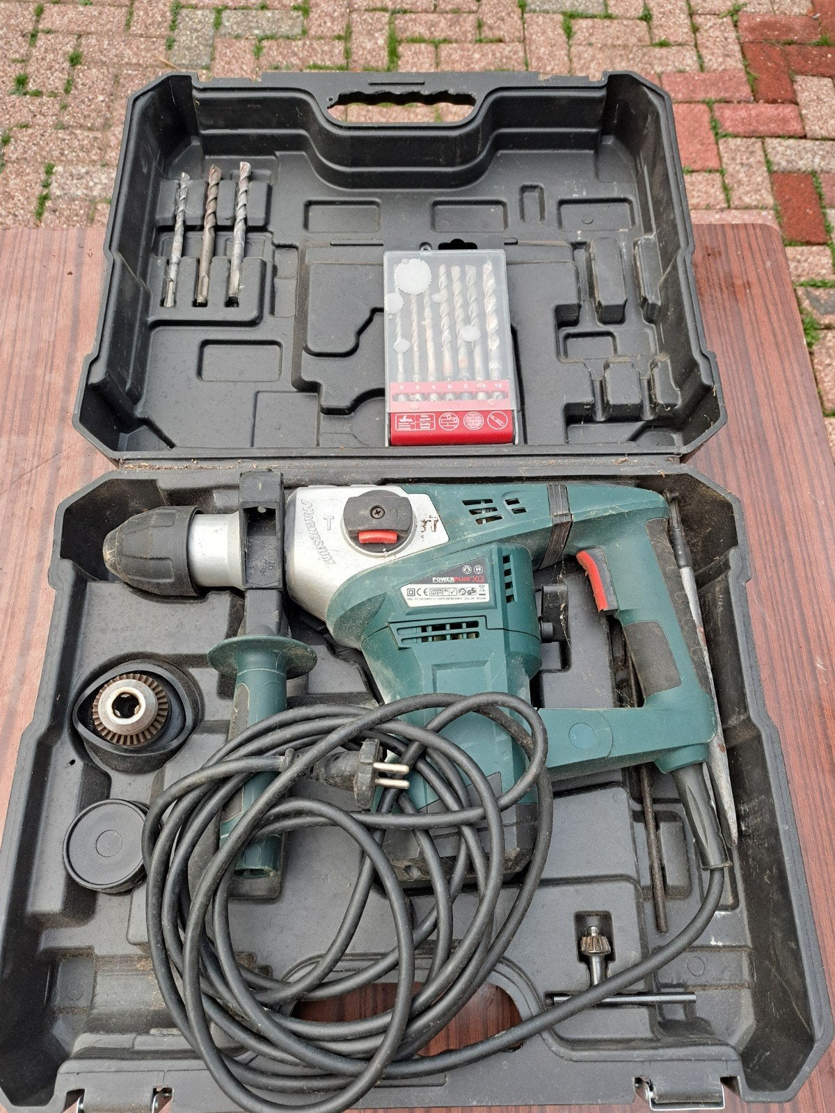 Boorhamer Powerplus XQ met borenset en koffer, Boor- en/of Breekhamer, Ophalen of Verzenden, Klopboormechanisme, Gebruikt