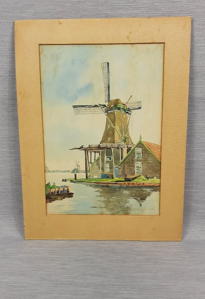 Prachtig aquarel, "molen" De Grootvorst., Realistisch, Ophalen of Verzenden, Aquarel, Origineel werk