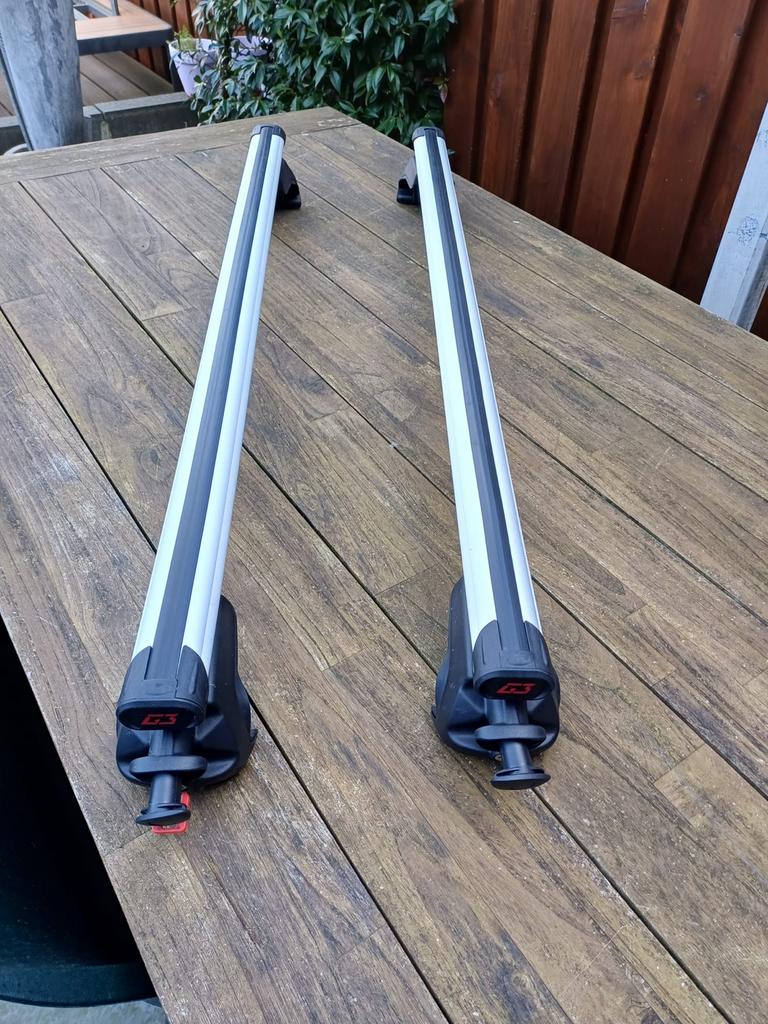 G3 Clop verstelbare dakdragers voor open dakrail (130 cm), Ophalen, Zo goed als nieuw