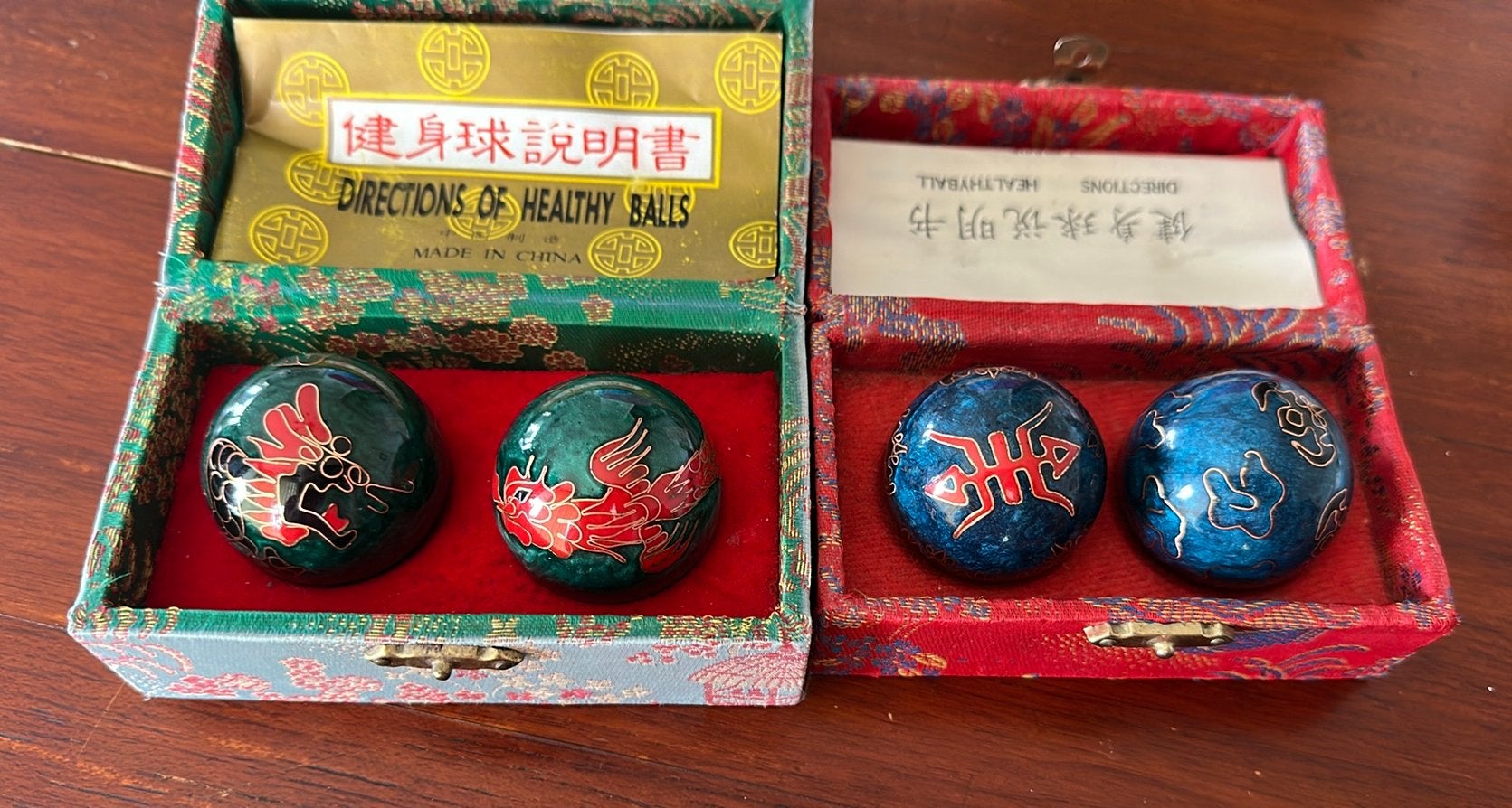 Chinese Baoding ballen / meridiaankogels 2 doosjes, Antiek en Kunst, Ophalen of Verzenden
