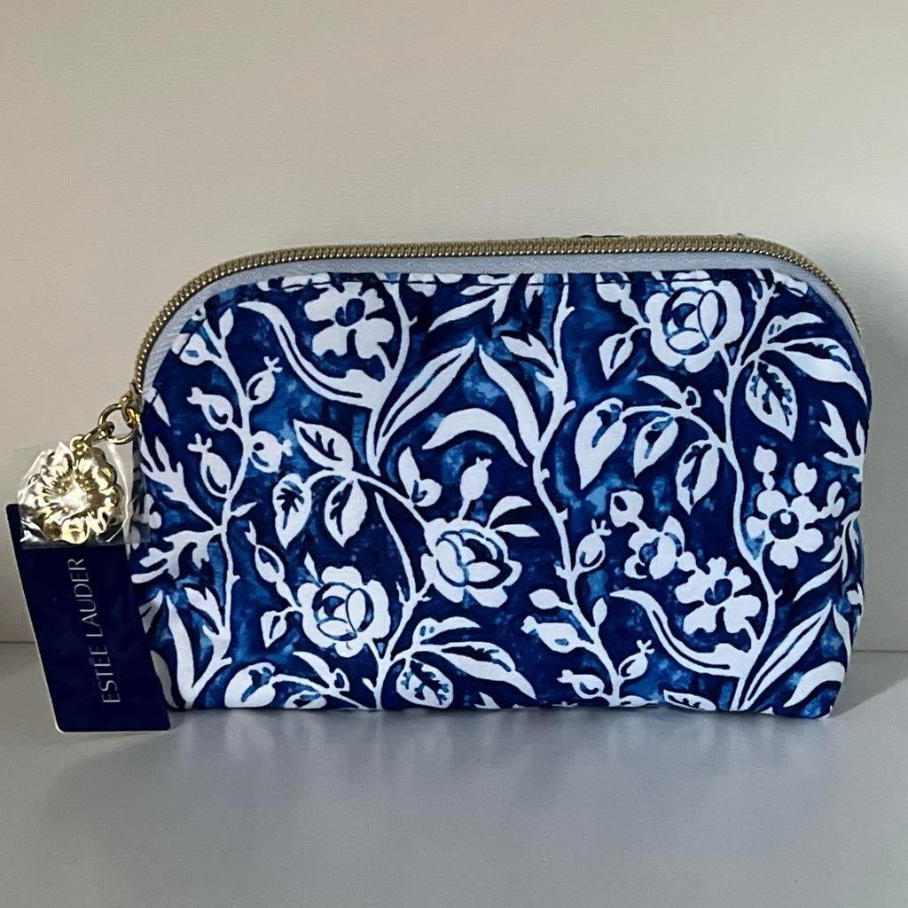 Estee Lauder Toilettasje Blauw/Wit Bloemenprint, Ophalen of Verzenden, Nieuw