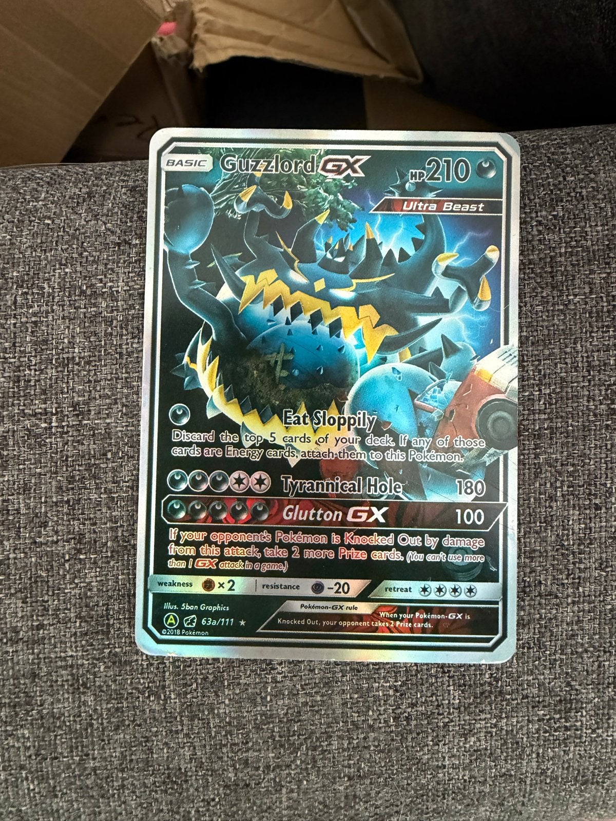 Pokémon Kaart Guzzlord GX 63a/111 Ultra Beast, Ophalen, Zo goed als nieuw, Losse kaart