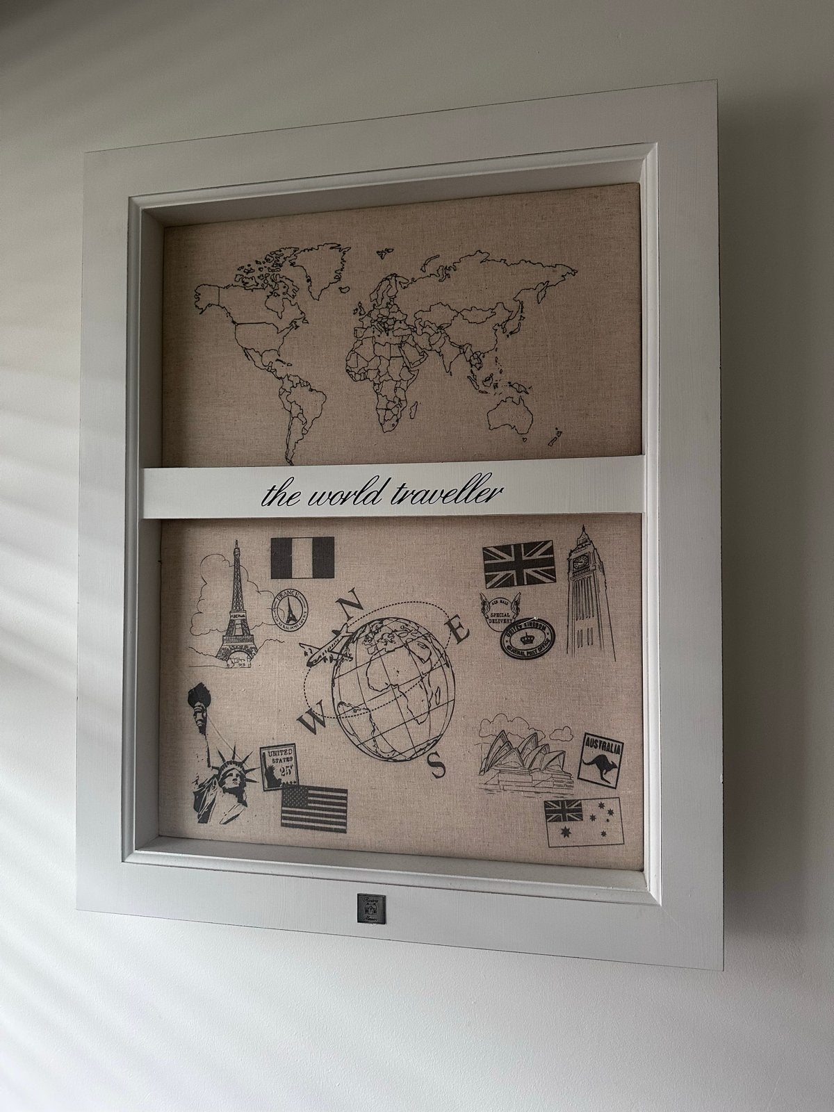 Riviera Maison World Traveller wanddecoratie, Ophalen, Hout, Meerkleurig, Decoratieobject