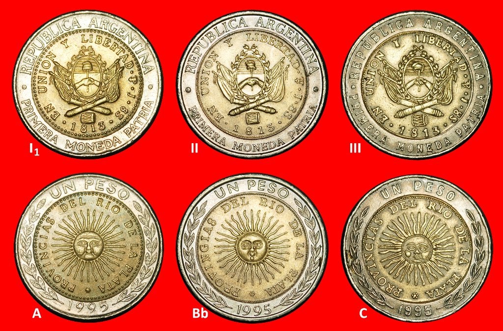 Ⰺ KOREA, BRITAIN, MEXICO, ITALY: ARGENTINA 1 PESO 1995 (3), Ophalen of Verzenden, Zuid-Amerika, Setje
