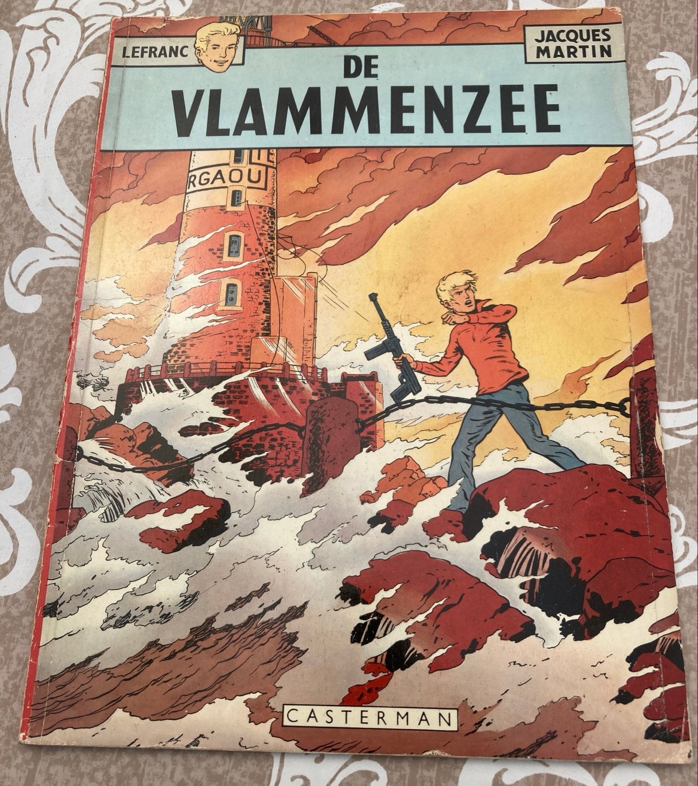 Lefranc: De Vlammenzee - Jacques Martin (Casterman 1975), Eén stripboek, Ophalen of Verzenden, Gelezen