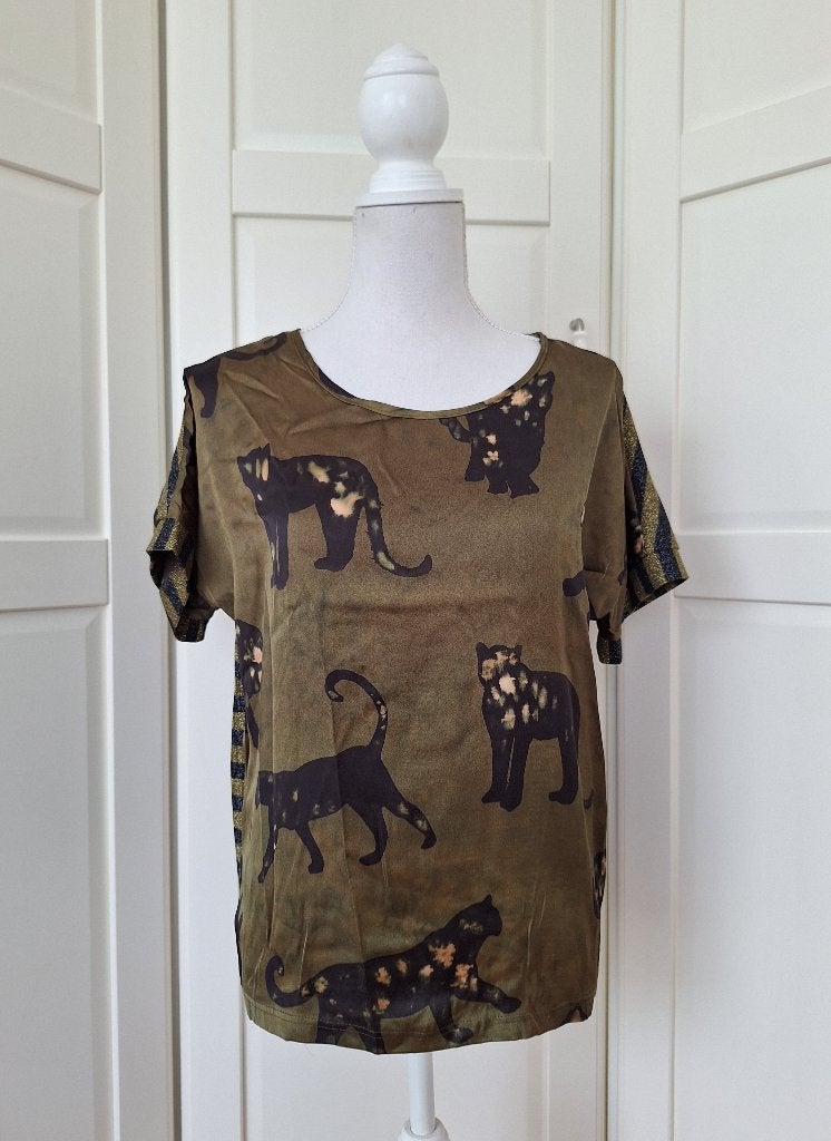 Geisha nieuwe groene panter glitter top S 36 (valt als L), Kleding | Dames, Geisha, Nieuw, Ophalen of Verzenden, Korte mouw
