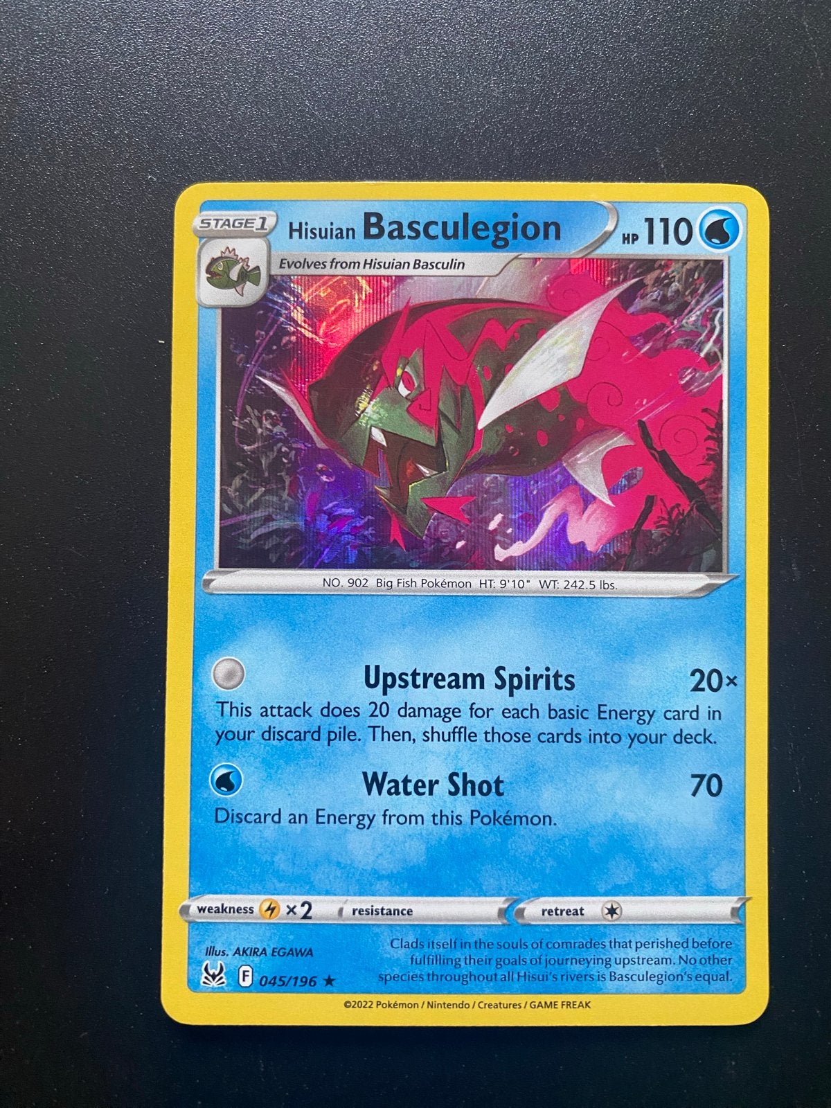 Hisuian Basculegion 045/196 Holo Pokémon Lost Origin, Ophalen of Verzenden, Zo goed als nieuw, Losse kaart, Foil