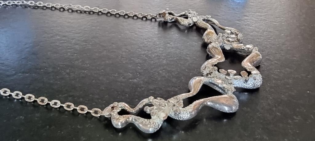 Zilveren modernist ketting TEKA, Verzenden, Zo goed als nieuw, Zilver, Zilver