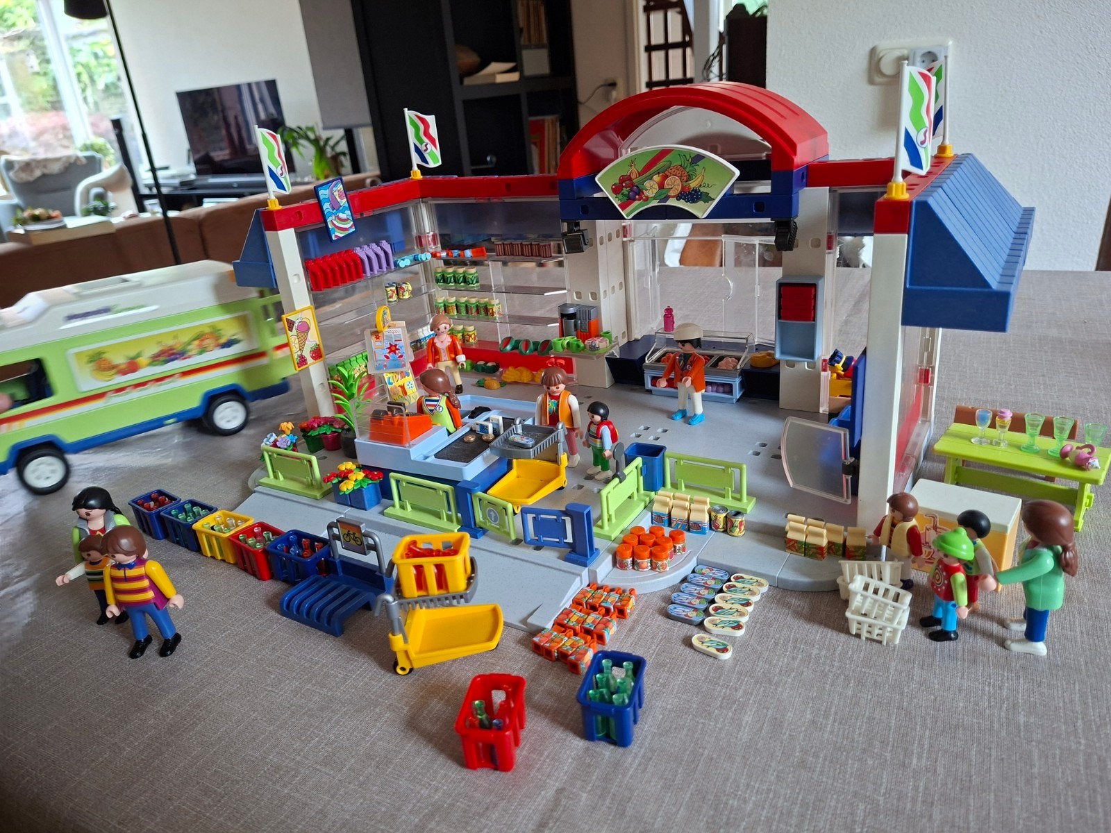 Playmobil Supermarkt met veel acc. en figuren en bestelbus, Ophalen of Verzenden, City life, Gebouw