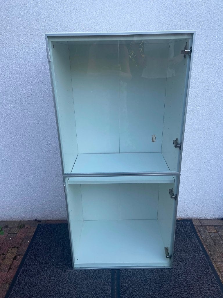Vitrine kast wit met glazen deuren hxbxd =130x60x40 cm., Huis en Inrichting, Kasten | Vitrinekasten, Ophalen, Gebruikt, N.v.t.