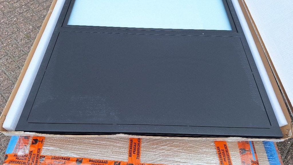 stalen schuifdeur met melkglas 215x 100 cm, 215 cm of meer, Binnendeur, Zo goed als nieuw, Schuifdeur
