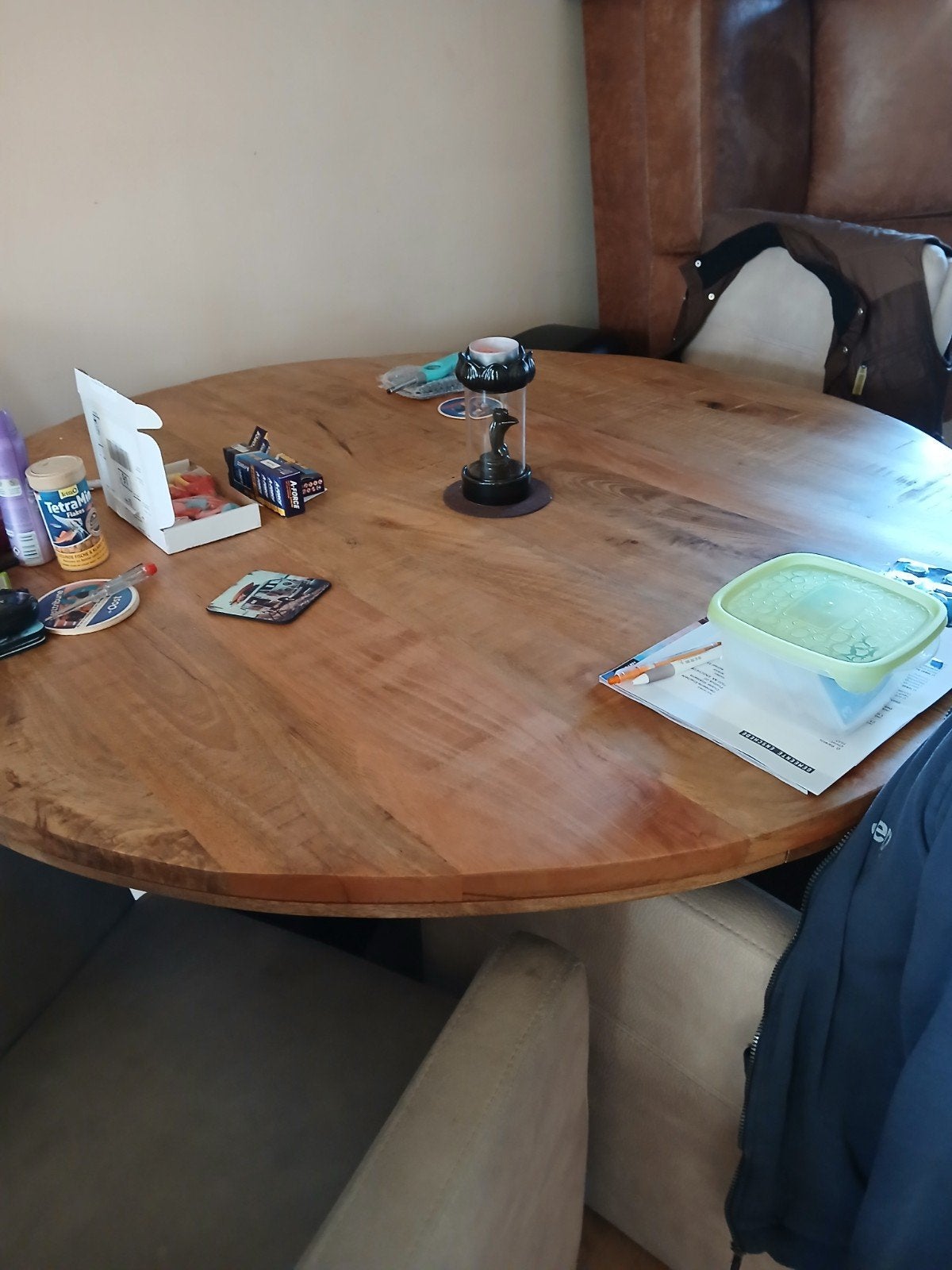 mango houten eettafel, Overige houtsoorten, Rond, Ophalen of Verzenden, Vijf personen of meer