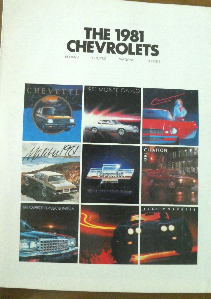 Chevrolet folder 1981 Sedans, Coupe's, Wagons , Trucks, Verzenden, Gelezen, Chevrolet