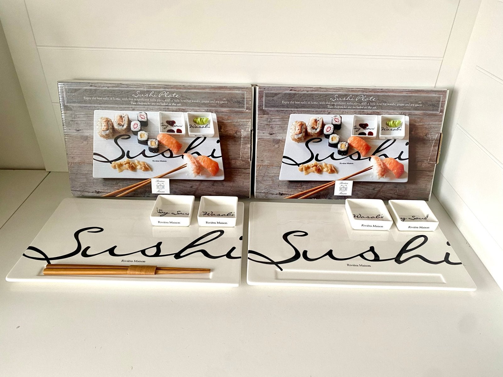 Riviera Maison Sushi Plate Set - Nieuw in doos, Overige typen, Nieuw, Ophalen of Verzenden, Steen/keramiek