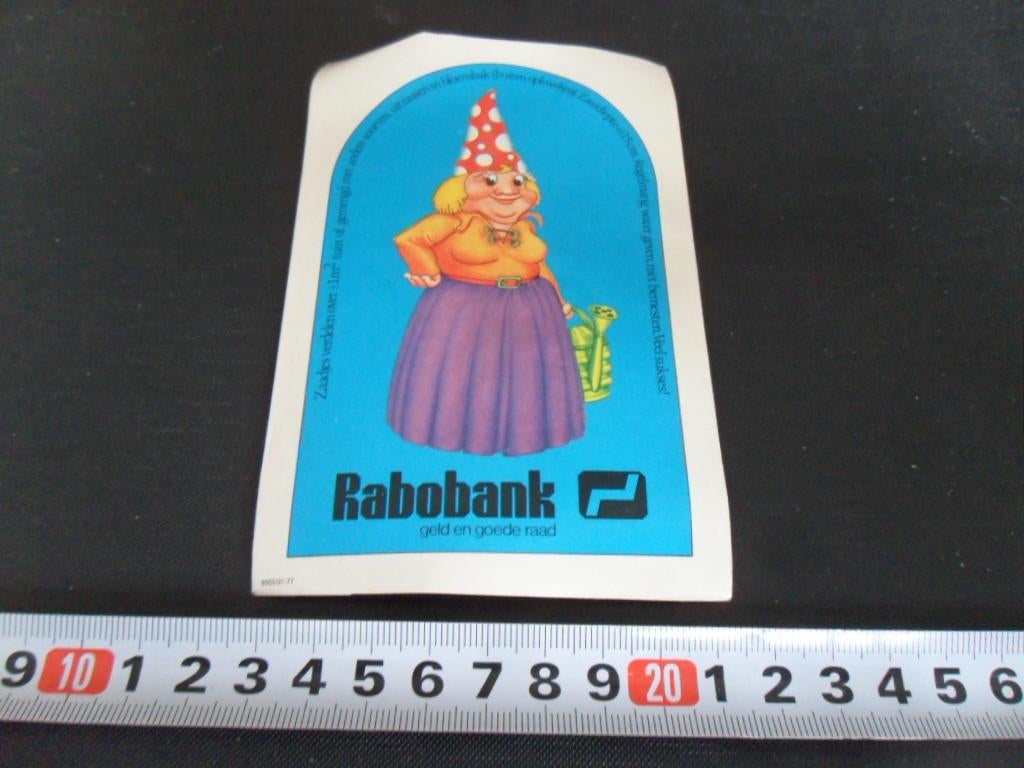 sticker rabobank geld en goede raad kabouter vrouw, Ophalen, Zo goed als nieuw