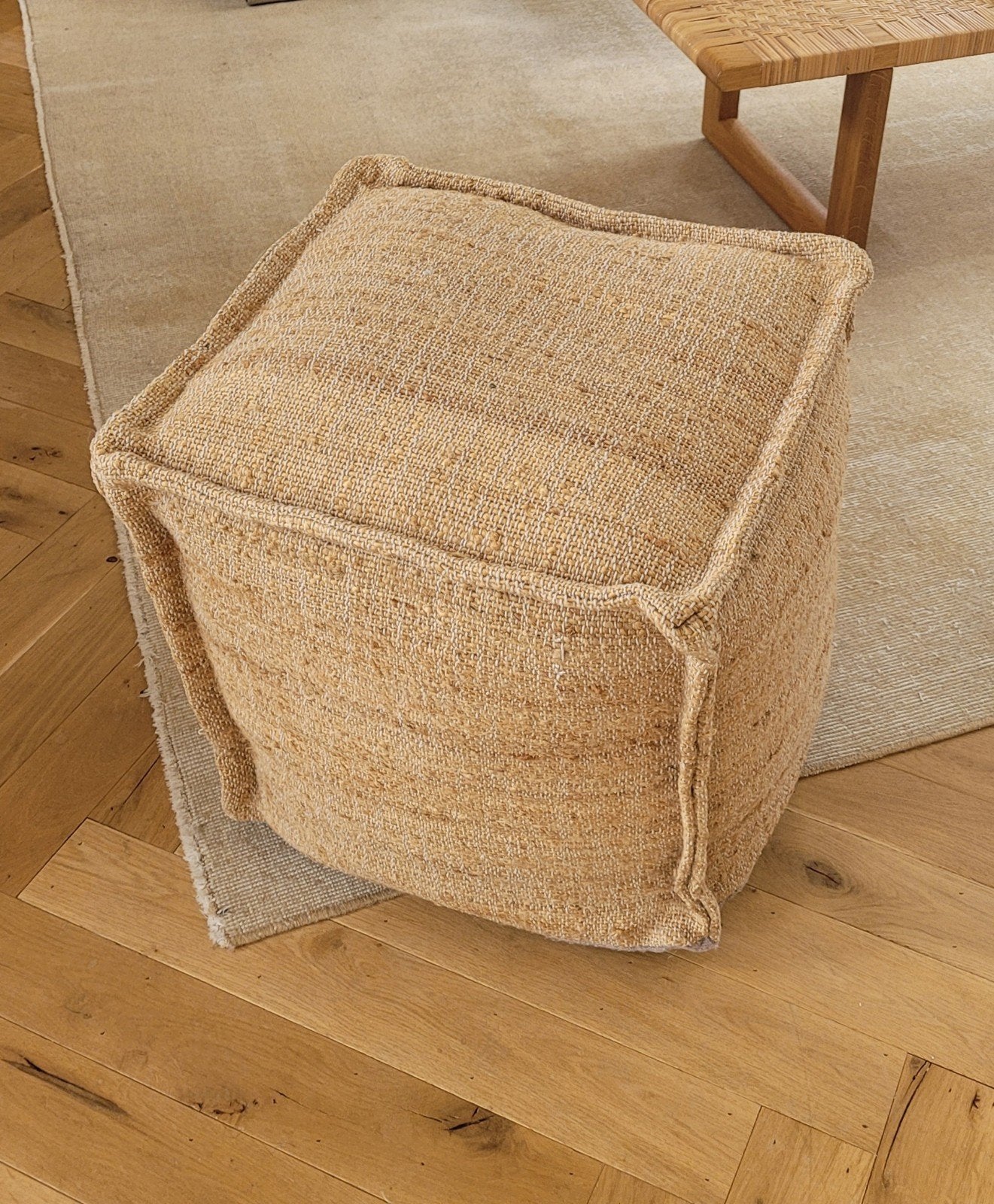 kelim jute rotan sisal poef vierkant, Verzenden, Zo goed als nieuw, Vierkant