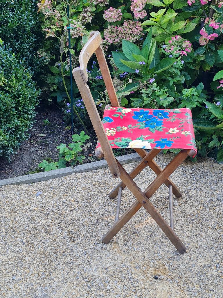 uniek vintage gebloemd plooistoeltje met rugleuning-BEFRA, Ophalen of Verzenden, Huis en Inrichting