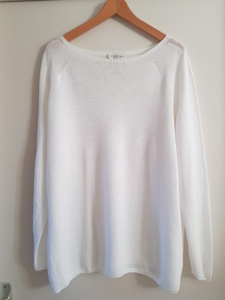 Le Tricot Perugia witte linnen trui maat xl, Wit, Maat 46/48 (XL) of groter, Ophalen of Verzenden, Le Tricot Perugia
