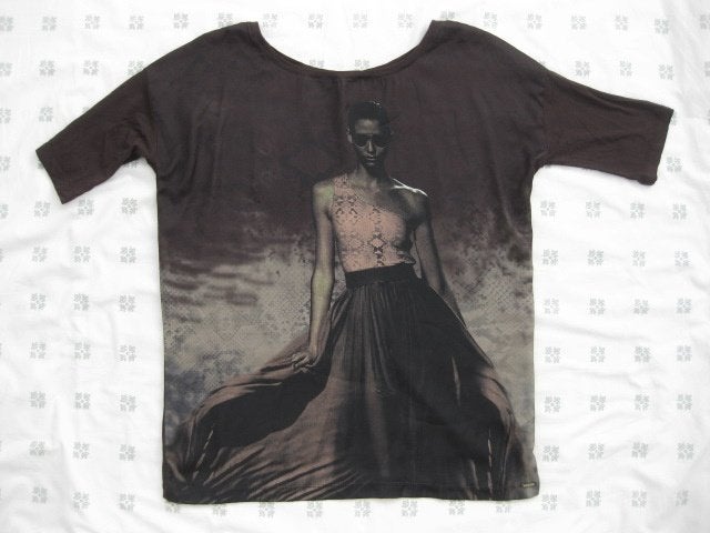 Superstar bruin t-shirt, mannequin, model, satijn viscose M, Maat 38/40 (M), Bruin, Ophalen of Verzenden, Zo goed als nieuw