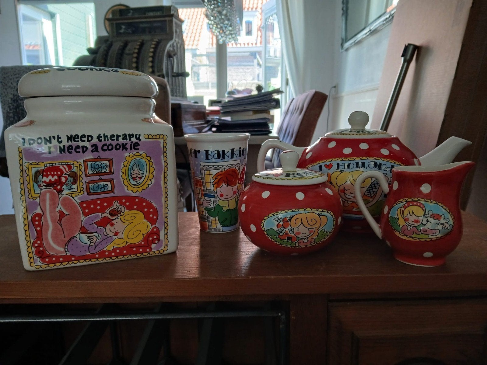 Blond Amsterdam Servies: Koekpot, Theepot, Suikerpot, Melkka, Ophalen of Verzenden, Zo goed als nieuw, Keramiek, Compleet servies