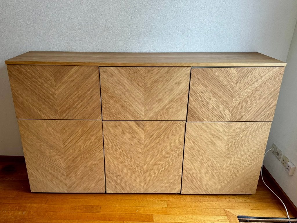 Ikea Besta  Hedeviken Dressoir met 6 deuren, Ophalen, 150 tot 200 cm, Eikenhout, Zo goed als nieuw