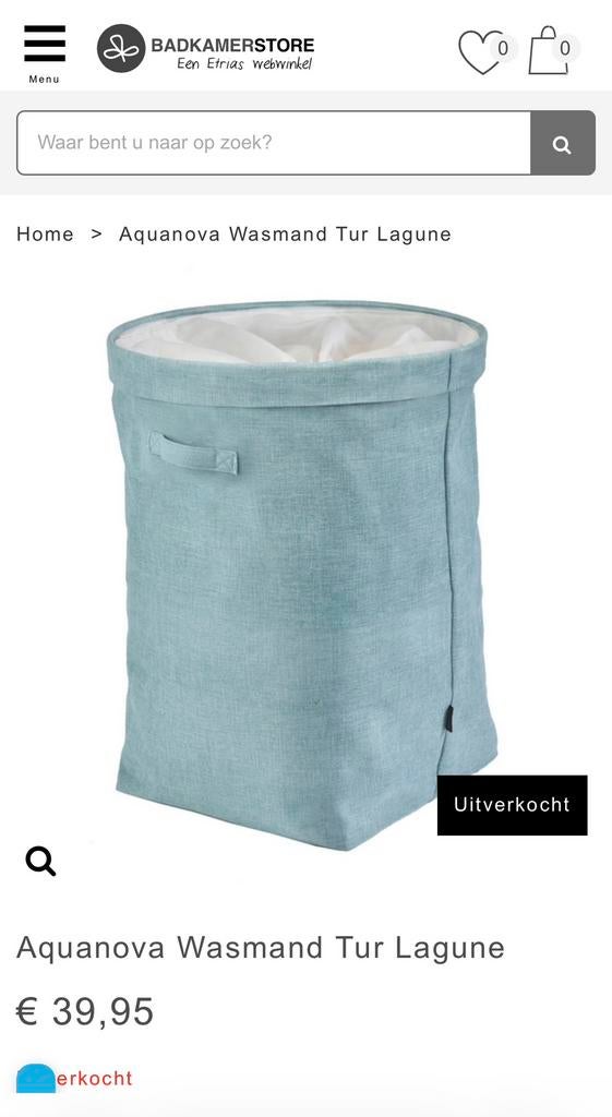 Wasmand Aquanova Tur, Ophalen of Verzenden, Zo goed als nieuw, Blauw, Overige typen