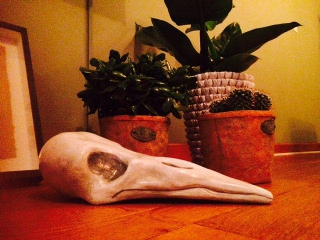 Xtra grote Schedel Raaf, KLEUR NAAR WENS! skull kraai deco, Ophalen of Verzenden