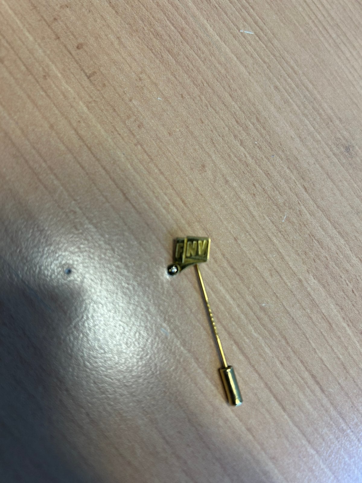 14 karaats FNV speldje met robijn, Verzamelen, Speldjes, Pins en Buttons, Ophalen of Verzenden, Zo goed als nieuw, Overige onderwerpen
