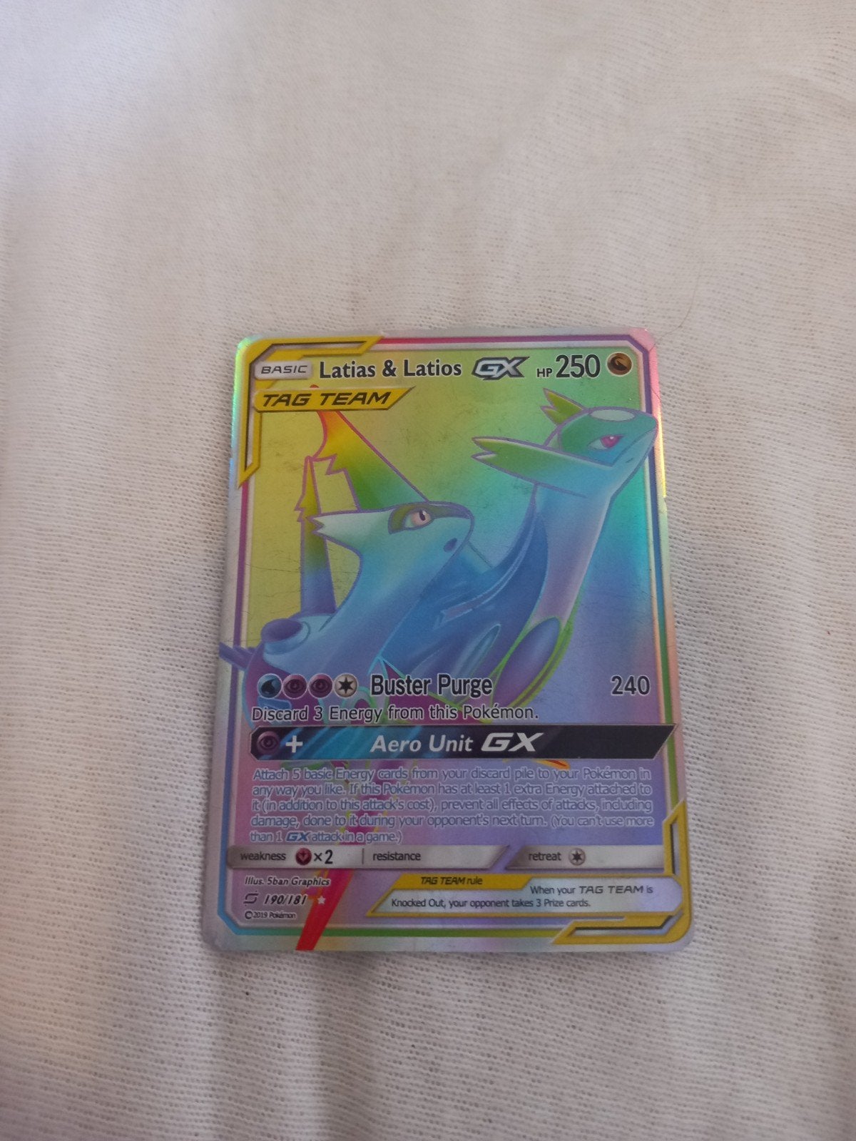 Latias & Latios GX TAG TEAM Holofoil Pokémonkaart, Ophalen, Zo goed als nieuw, Losse kaart, Foil