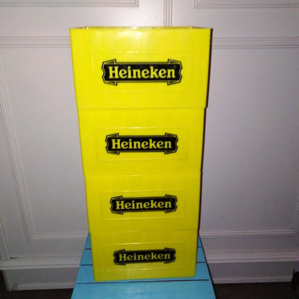 Heineken kratjes voor cd's geel 4 stuks, Verzamelen, Ophalen, Gebruikt, Overige typen, Heineken