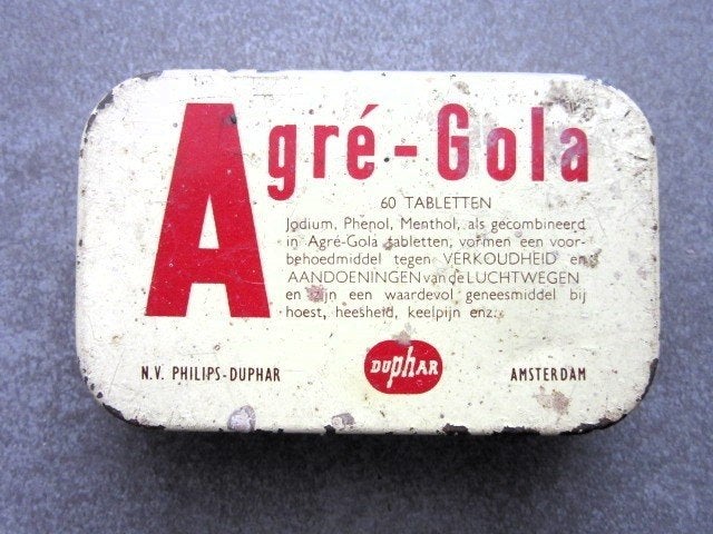 Oud blik Agre-Gola tabletten - Duphar, Ophalen of Verzenden, Gebruikt, Overige