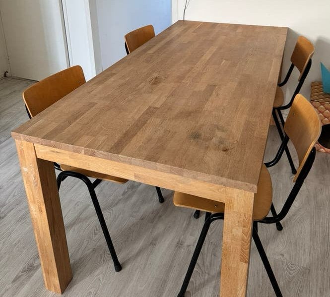 Zware Eikenhouten tafel 180x85x78cm, Ophalen, Gebruikt, Eikenhout, 50 tot 100 cm