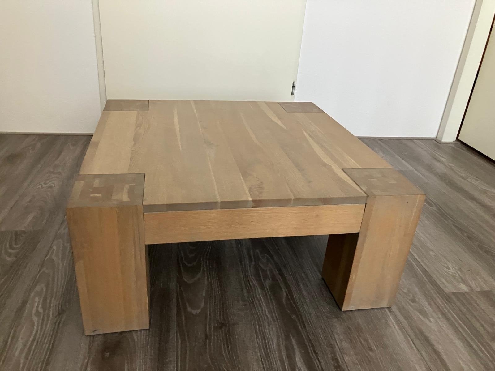 Massief houten salontafel - vierkant, Huis en Inrichting, Ophalen, Gebruikt, Vierkant, 50 tot 100 cm