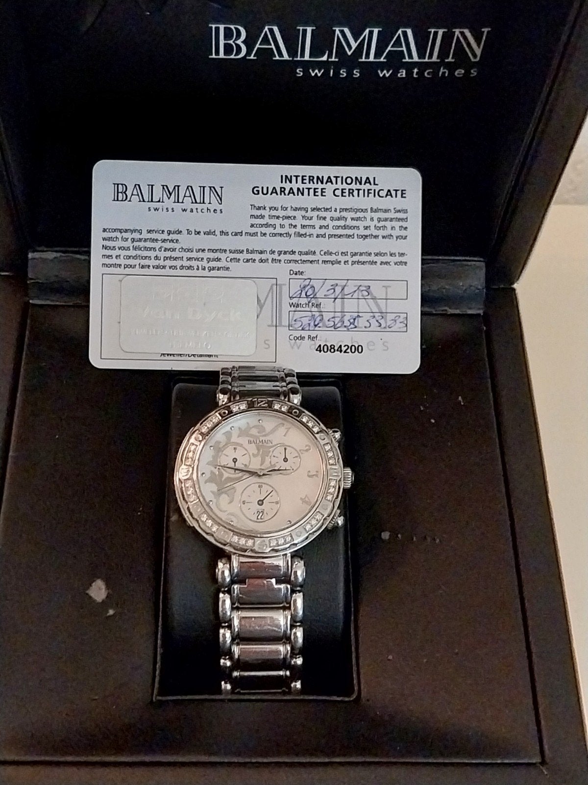 Balmain Dameshorloge met diamant en Stalen Band, Overige merken, Staal, Staal, Polshorloge