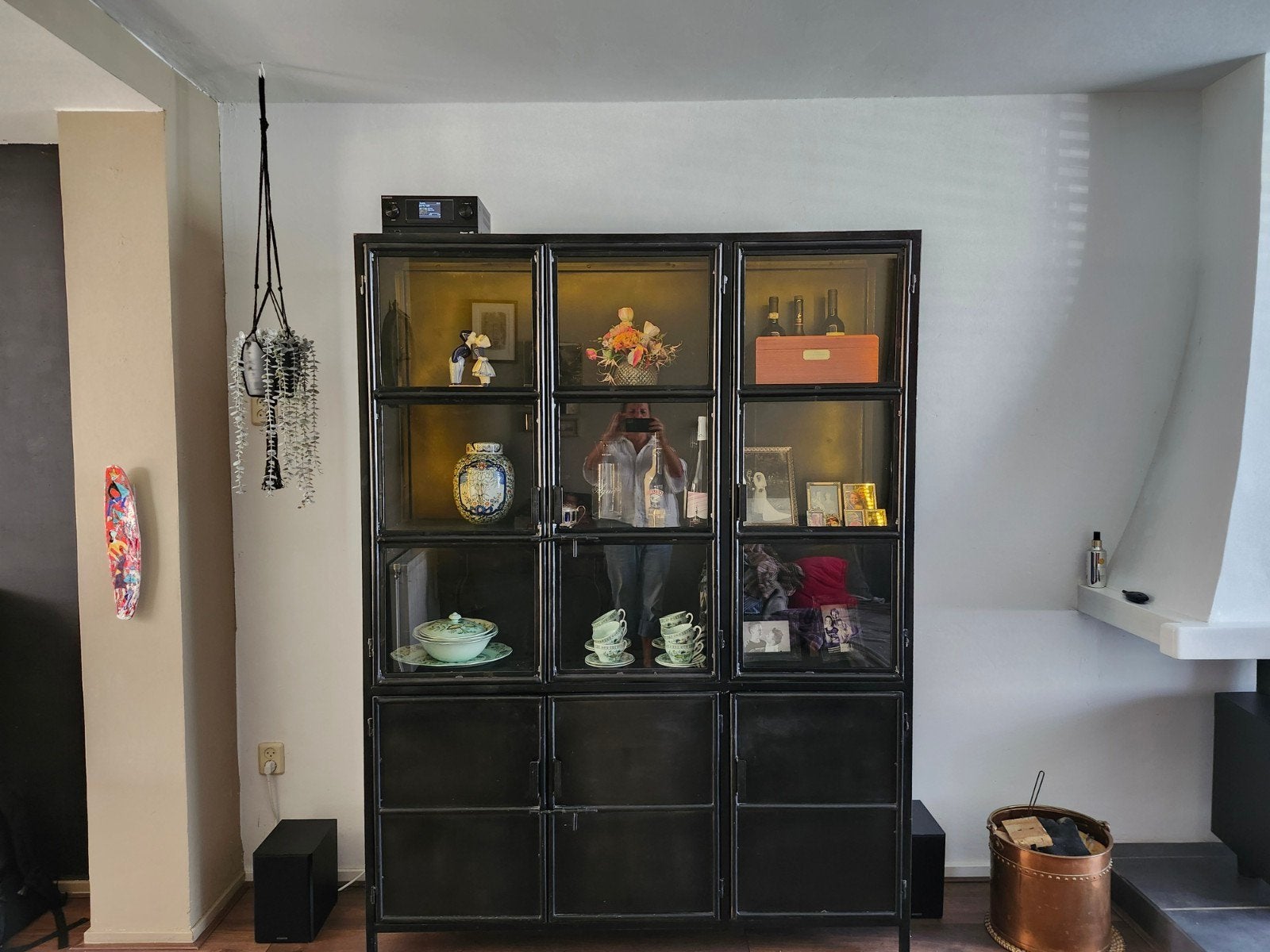 Vitrinekast/servieskast - Zwart Metaal, Huis en Inrichting, Ophalen, 100 tot 150 cm, 200 cm of meer, Industrieel, Modern